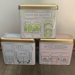Gold and White Decorative Storage Tins Set